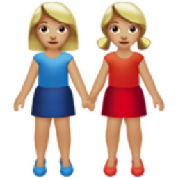 women holding hands: medium-light skin tone emoji