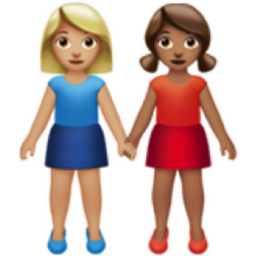 women holding hands: medium-light skin tone, medium skin tone emoji