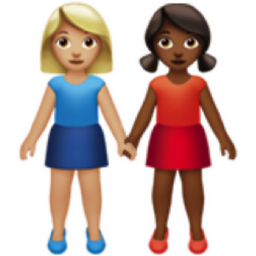 women holding hands: medium-light skin tone, medium-dark skin tone emoji