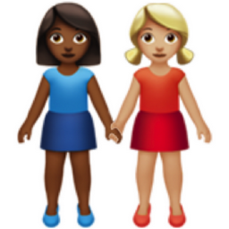 women holding hands: medium-dark skin tone, medium-light skin tone emoji