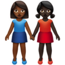 women holding hands: medium-dark skin tone, dark skin tone emoji