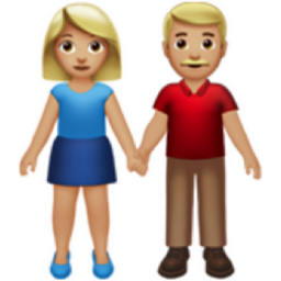 woman and man holding hands: medium-light skin tone emoji