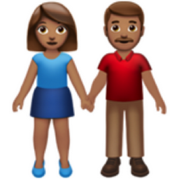 woman and man holding hands: medium skin tone emoji