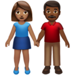 woman and man holding hands: medium skin tone, medium-dark skin tone emoji