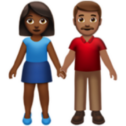 woman and man holding hands: medium-dark skin tone, medium skin tone emoji