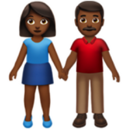 woman and man holding hands: medium-dark skin tone emoji