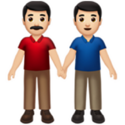 men holding hands: light skin tone emoji