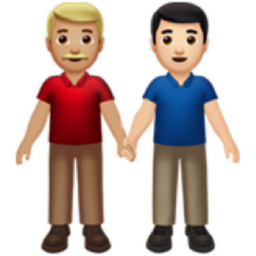 men holding hands: medium-light skin tone, light skin tone emoji