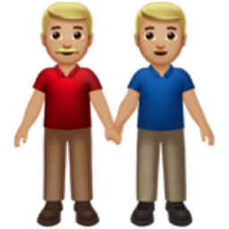 men holding hands: medium-light skin tone emoji
