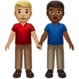 men holding hands: medium-light skin tone, medium-dark skin tone emoji