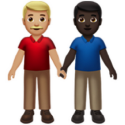 men holding hands: medium-light skin tone, dark skin tone emoji