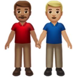 men holding hands: medium skin tone, medium-light skin tone emoji