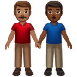 men holding hands: medium skin tone, medium-dark skin tone emoji