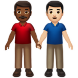 men holding hands: medium-dark skin tone, light skin tone emoji