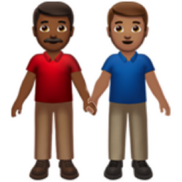 men holding hands: medium-dark skin tone, medium skin tone emoji