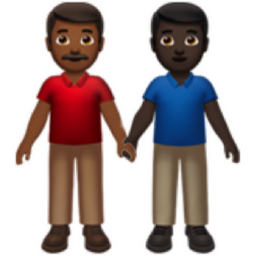 men holding hands: medium-dark skin tone, dark skin tone emoji