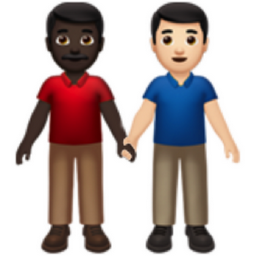 men holding hands: dark skin tone, light skin tone emoji