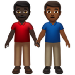 men holding hands: dark skin tone, medium-dark skin tone emoji