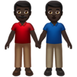 men holding hands: dark skin tone emoji