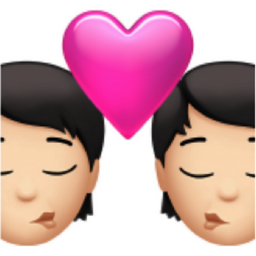 kiss: light skin tone emoji