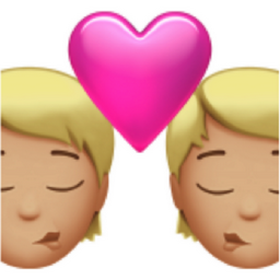 kiss: medium-light skin tone emoji