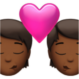 kiss: medium-dark skin tone emoji