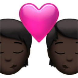 kiss: dark skin tone emoji