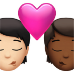 kiss: person, person, light skin tone, medium-dark skin tone emoji