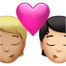 kiss: person, person, medium-light skin tone, light skin tone emoji