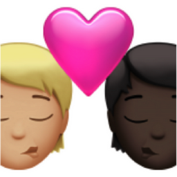 kiss: person, person, medium-light skin tone, dark skin tone emoji