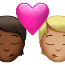 kiss: person, person, medium-dark skin tone, medium-light skin tone emoji