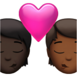 kiss: person, person, dark skin tone, medium-dark skin tone emoji