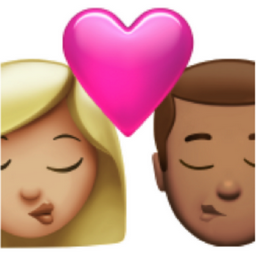kiss: woman, man, medium-light skin tone, medium skin tone emoji