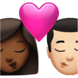 kiss: woman, man, medium-dark skin tone, light skin tone emoji