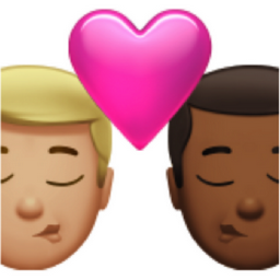 kiss: man, man, medium-light skin tone, medium-dark skin tone emoji