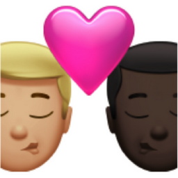 kiss: man, man, medium-light skin tone, dark skin tone emoji