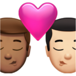 kiss: man, man, medium skin tone, light skin tone emoji