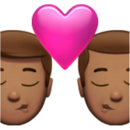 kiss: man, man, medium skin tone emoji