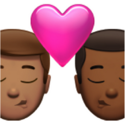 kiss: man, man, medium skin tone, medium-dark skin tone emoji
