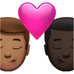 kiss: man, man, medium skin tone, dark skin tone emoji