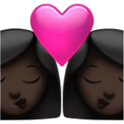 kiss: woman, woman, dark skin tone emoji