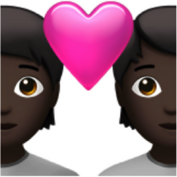 couple with heart: dark skin tone emoji