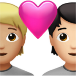 couple with heart: person, person, medium-light skin tone, light skin tone emoji