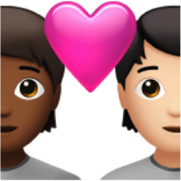 couple with heart: person, person, medium-dark skin tone, light skin tone emoji