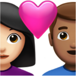 couple with heart: woman, man, light skin tone, medium skin tone emoji