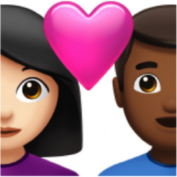 couple with heart: woman, man, light skin tone, medium-dark skin tone emoji