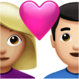 couple with heart: woman, man, medium-light skin tone, light skin tone emoji