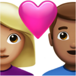 couple with heart: woman, man, medium-light skin tone, medium skin tone emoji