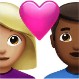 couple with heart: woman, man, medium-light skin tone, medium-dark skin tone emoji