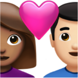 couple with heart: woman, man, medium skin tone, light skin tone emoji